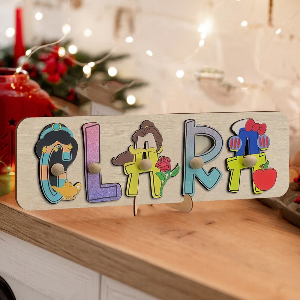 Personalized Baby Girl and Boy Gift and Wooden Handmade Name Puzzle Toy.