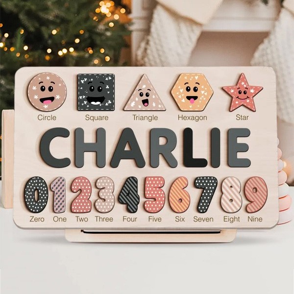 Personalized Baby Girl and Boy Gift and Wooden Handmade Name Puzzle Toy.