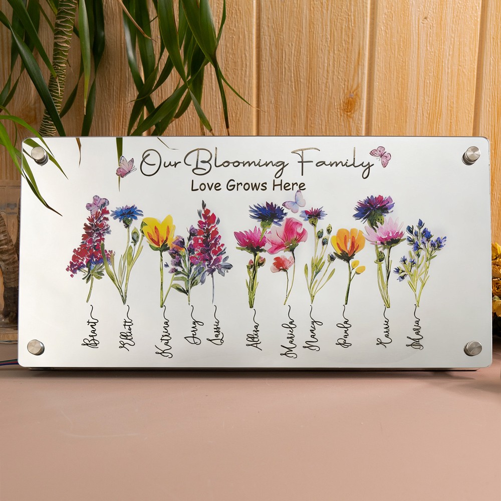 Personalized Mom's Birth Flower Mirror Night Light.