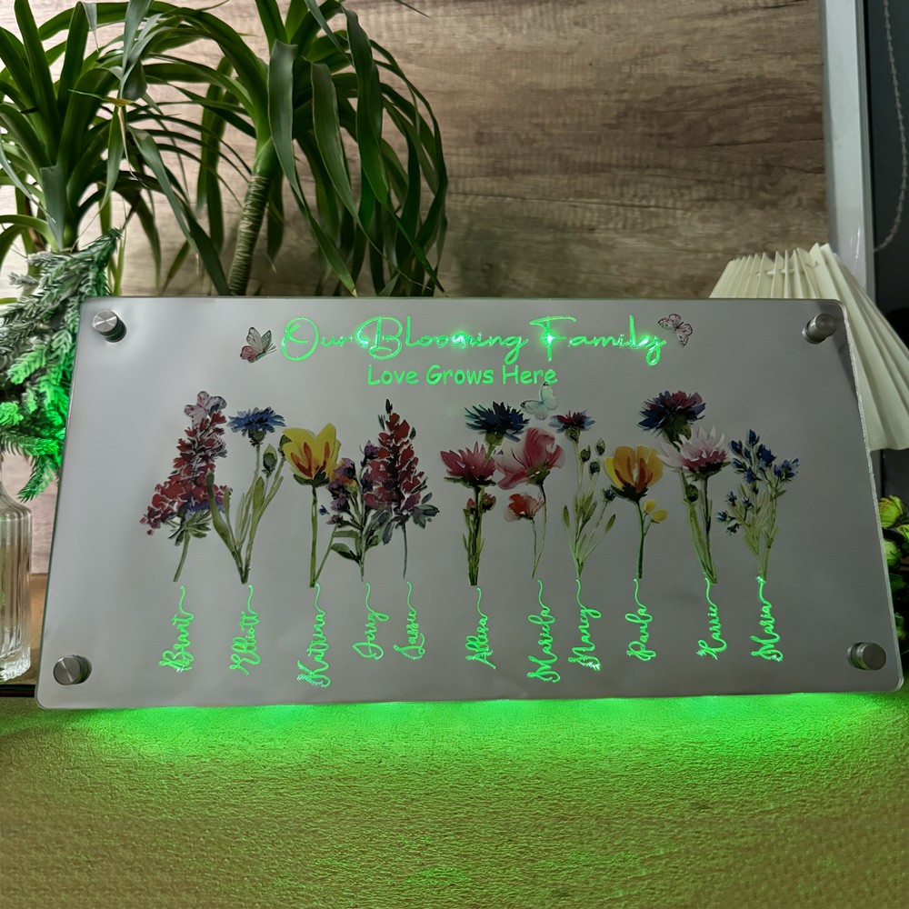 Personalized Mom's Birth Flower Mirror Night Light.