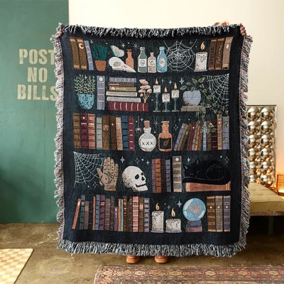 Witches Bookshelf Throw Blanket, Halloween Decor,Halloween gift.