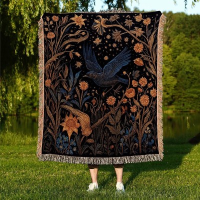 Raven Wall Art Blanket Woven Wall Hanging  ,Halloween gift, Christmas Gifts.