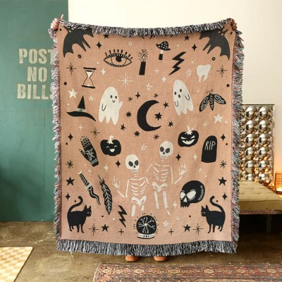 Halloween Woven Blanket, Halloween Decor,Halloween gift.