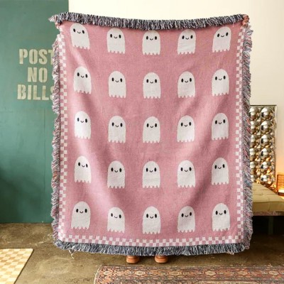 Pink Ghosts Blanket, Halloween Decor,Halloween gift.