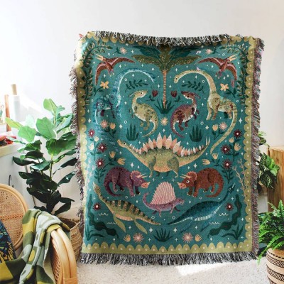 Dinosaur Personalized Throw Blanket, Christmas Gifts.
