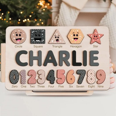 Personalized Baby Girl and Boy Gift and Wooden Handmade Name Puzzle Toy.