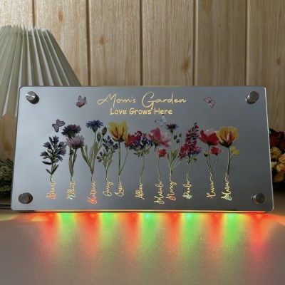 Personalized Mom's Birth Flower Mirror Night Light.