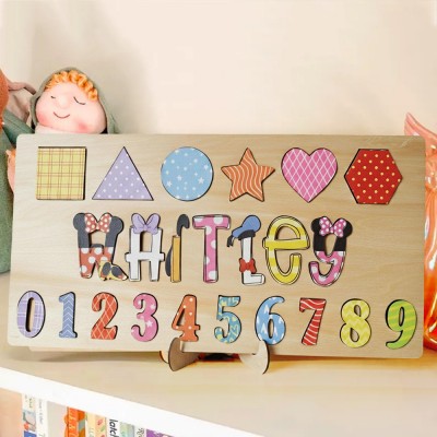 Personalized Baby Girl and Boy Gift and Wooden Handmade Name Puzzle Toy.