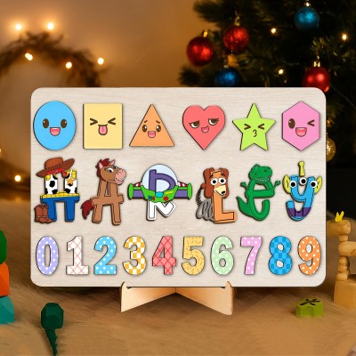 Personalized Baby Girl and Boy Gift and Wooden Handmade Name Puzzle Toy.