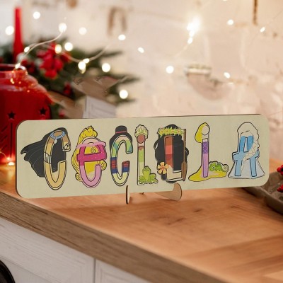 Personalized Baby Girl and Boy Gift and Wooden Handmade Name Puzzle Toy.
