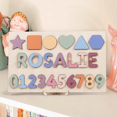 Personalized Baby Girl and Boy Gift and Wooden Handmade Name Puzzle Toy.