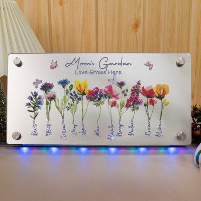 Personalized Mom's Birth Flower Mirror Night Light.